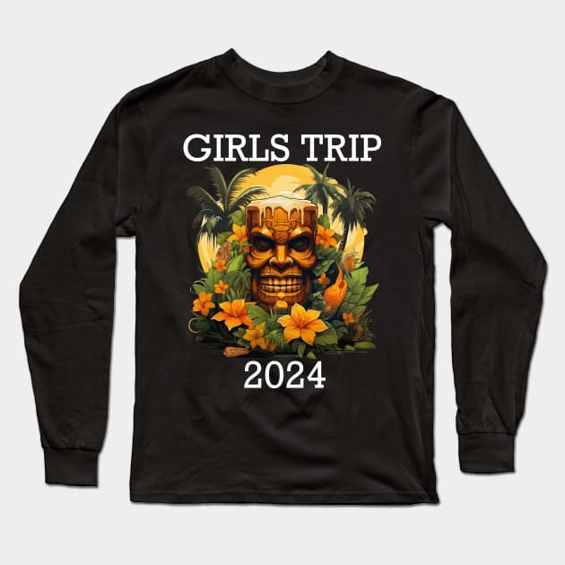 Tropical Vacation - Girls Trip 2024 (White Lettering) Long Sleeve T-Shirt by VelvetRoom